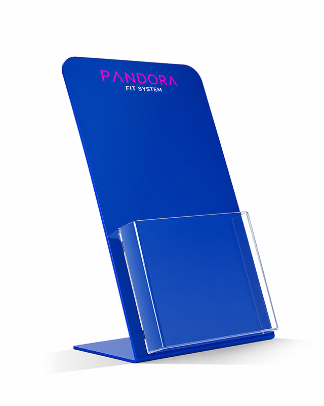 stojak na ulotki a5 z logo niebieski artimega 1